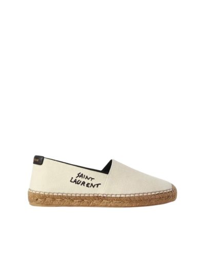 Saint Laurent-Logo-Embroidered Canvas Espadrilles