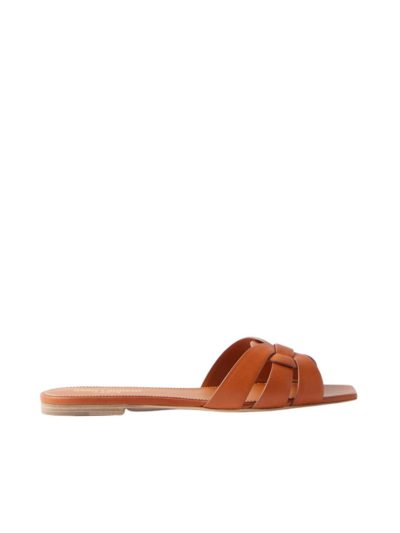 Saint Laurent - Tribute Leather Sandals - Brown