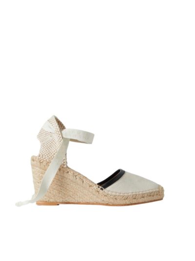 Isabel Marant - Alfafi Leather-Trimmed Canvas Wedge Espadrilles - Beige