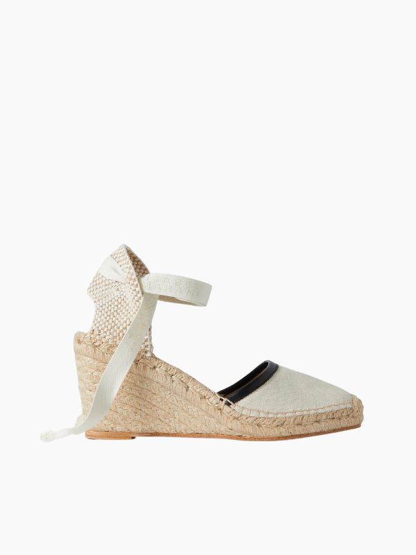 isabel-marant-Alfafi leather-trimmed canvas wedge espadrilles