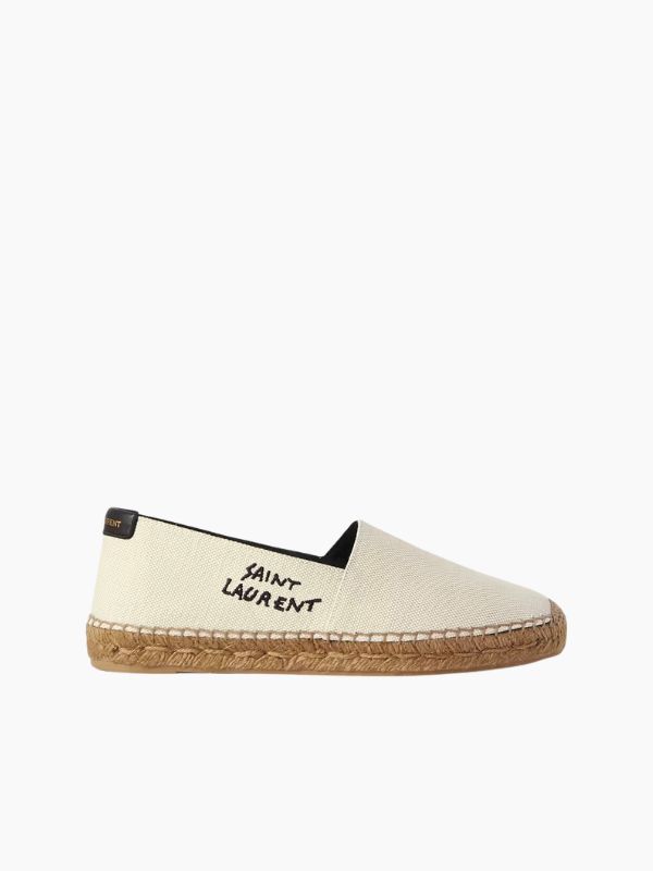 saint-laurent-Logo-Embroidered Canvas Espadrilles