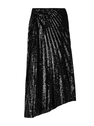 A.L.C. - Tori Asymmetric Pleated Sequined Tulle Midi Skirt