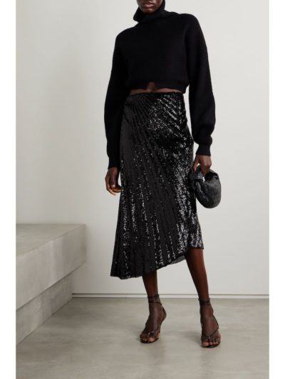 A.L.C. - Tori Asymmetric Pleated Sequined Tulle Midi Skirt - Look