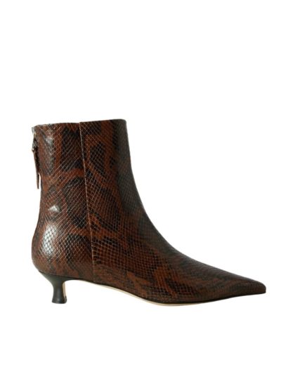 AEYDE Zoe Snake-Effect Leather Point-Toe Ankle Boots