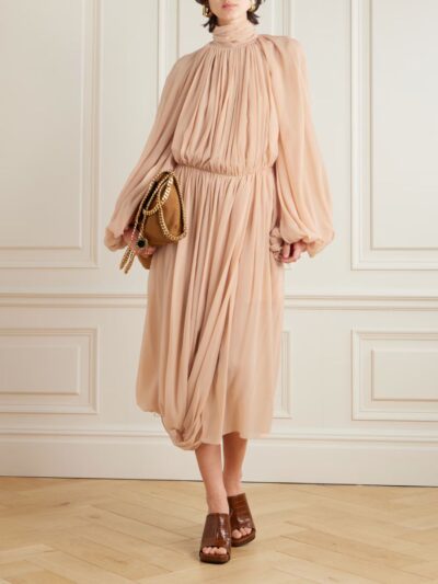 Open-Back Silk-Crepon Midi Dress - Image 2
