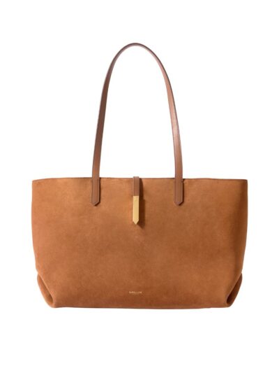 DeMellier Tokyo Leather-Trimmed Suede Tote-Tan